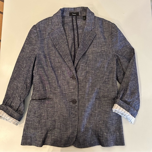 Theory -Linworth B Tierra Wash Jacket, Deep Denim medium 10 - Picture 4 of 15